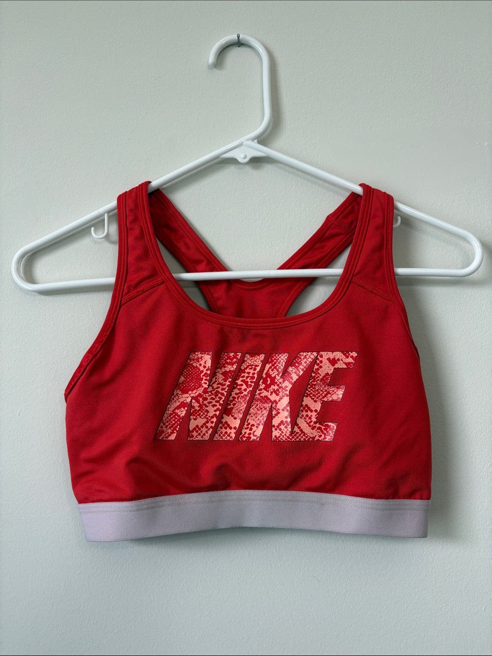 Nike Red and Light Gray Dri-FIT Sports Bra